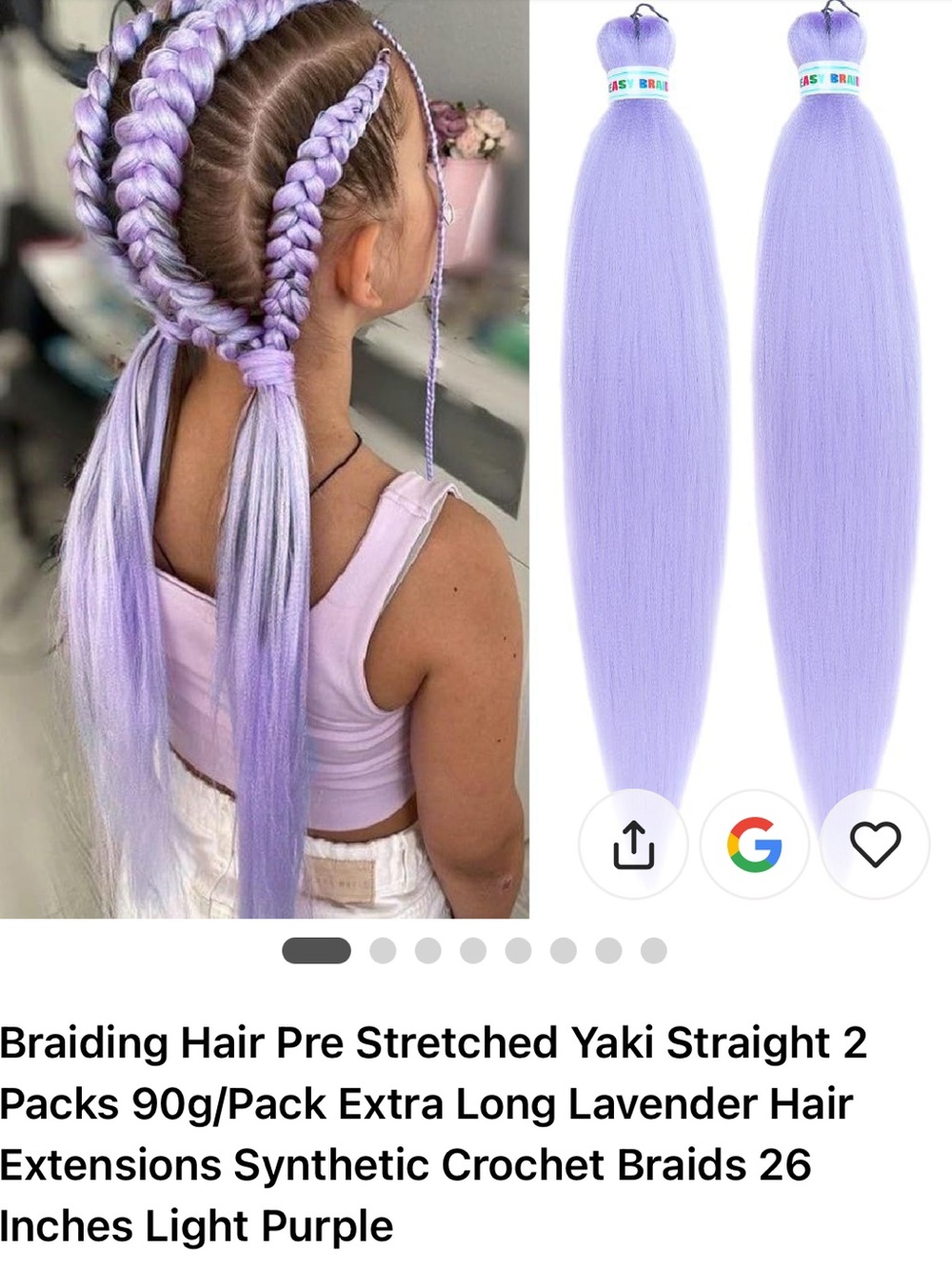 Lavender Pre-Stretched Yaki Braiding Hair - 2 Pack, 26"